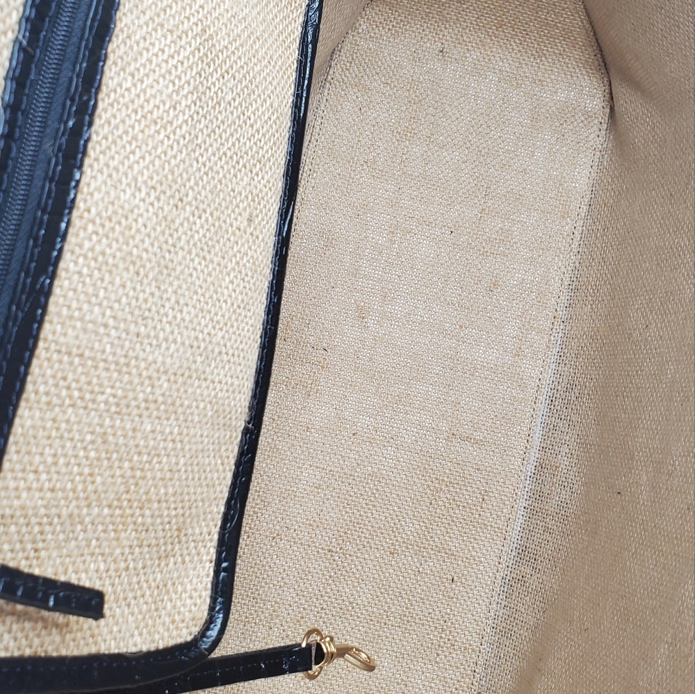 Brahmin Beige and Black Tote Bag - Picture 7 of 9